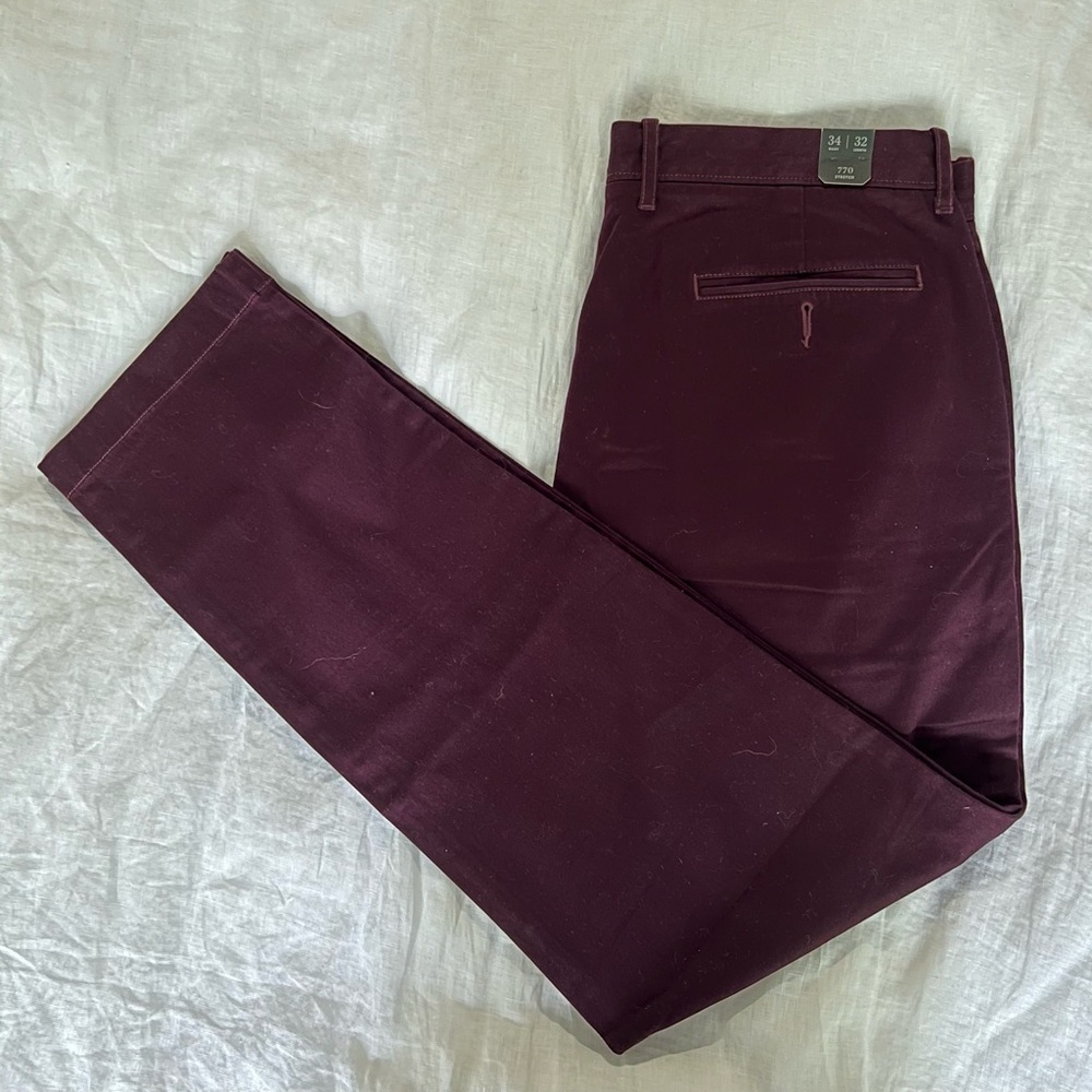 Brand New! Burgundy J. Crew Stretch Chinos, size 34x32